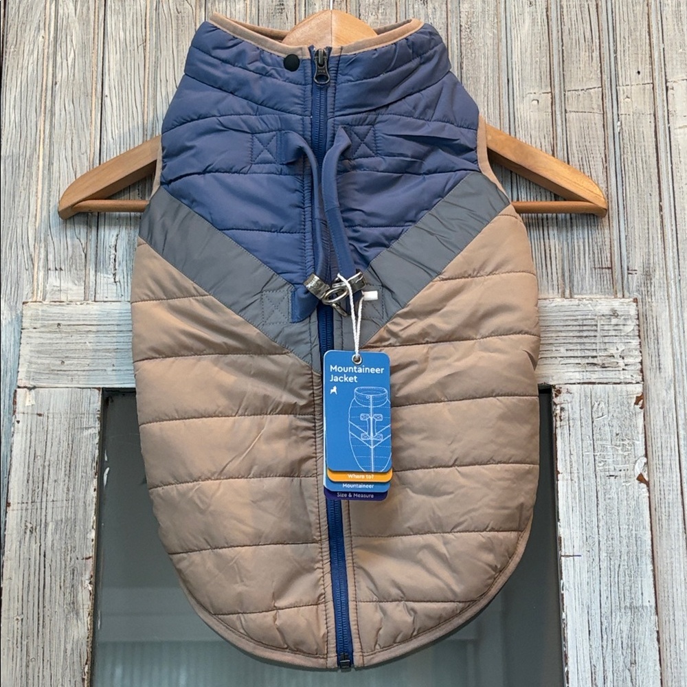 gooby Mountaineer Dog Jacket Blue, Tan, Gray NWT Size XL 100% Nylon - Picture 2 of 16
